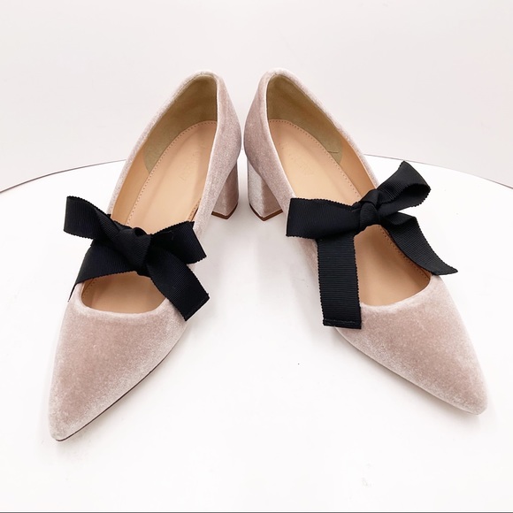 🆕{J.Crew} Avery Block Velvet Heels Bow - Picture 11 of 16